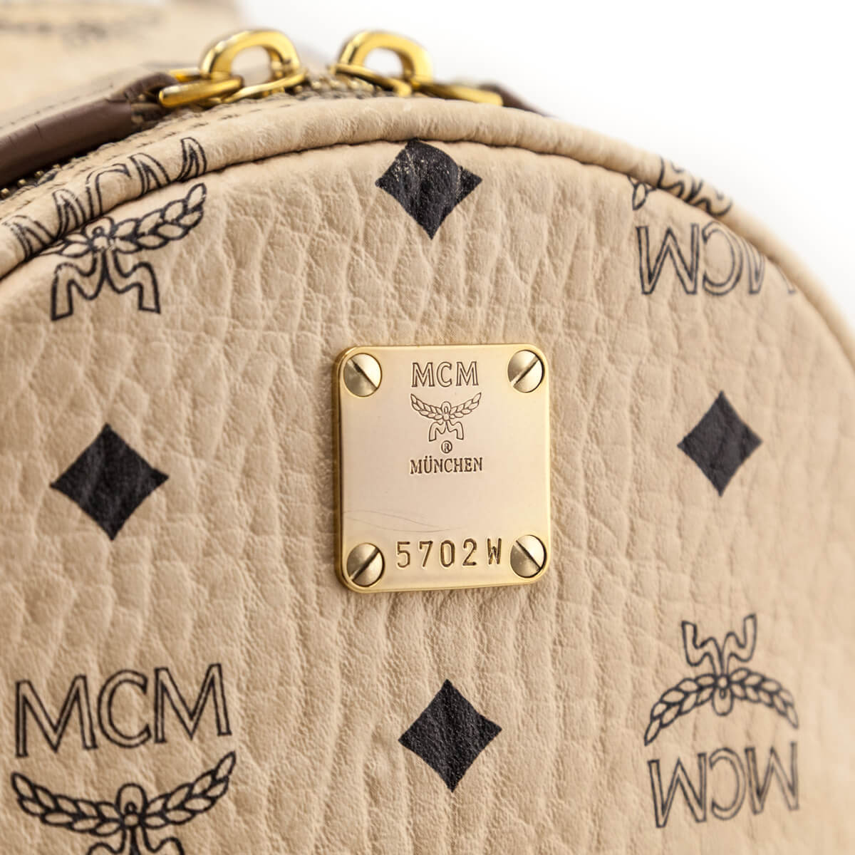 MCM Beige Visetos Side Stud Mini Stark Backpack - Love that Bag etc - Preowned Authentic Designer Handbags Preloved Fashions