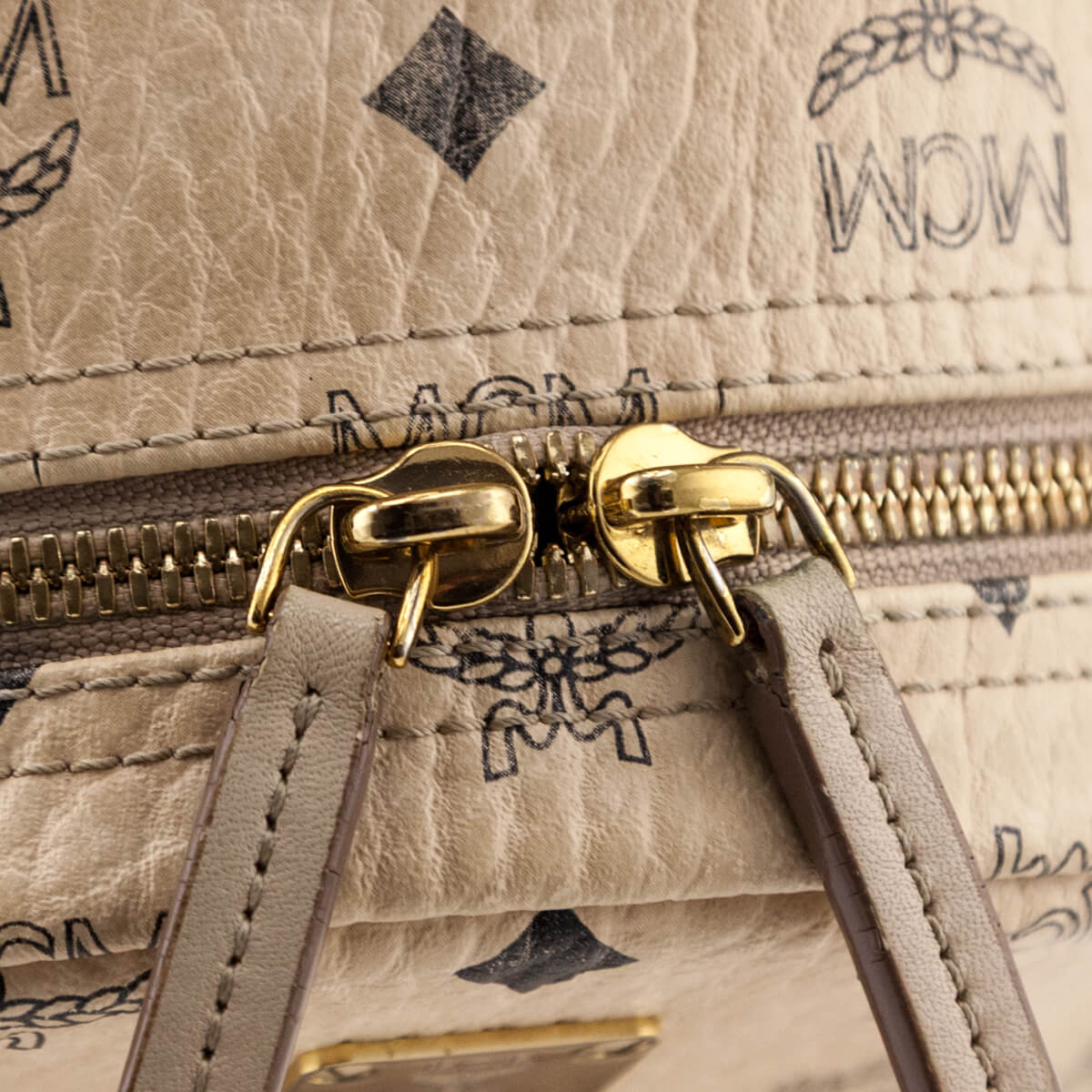 MCM Beige Visetos Side Stud Mini Stark Backpack - Love that Bag etc - Preowned Authentic Designer Handbags Preloved Fashions