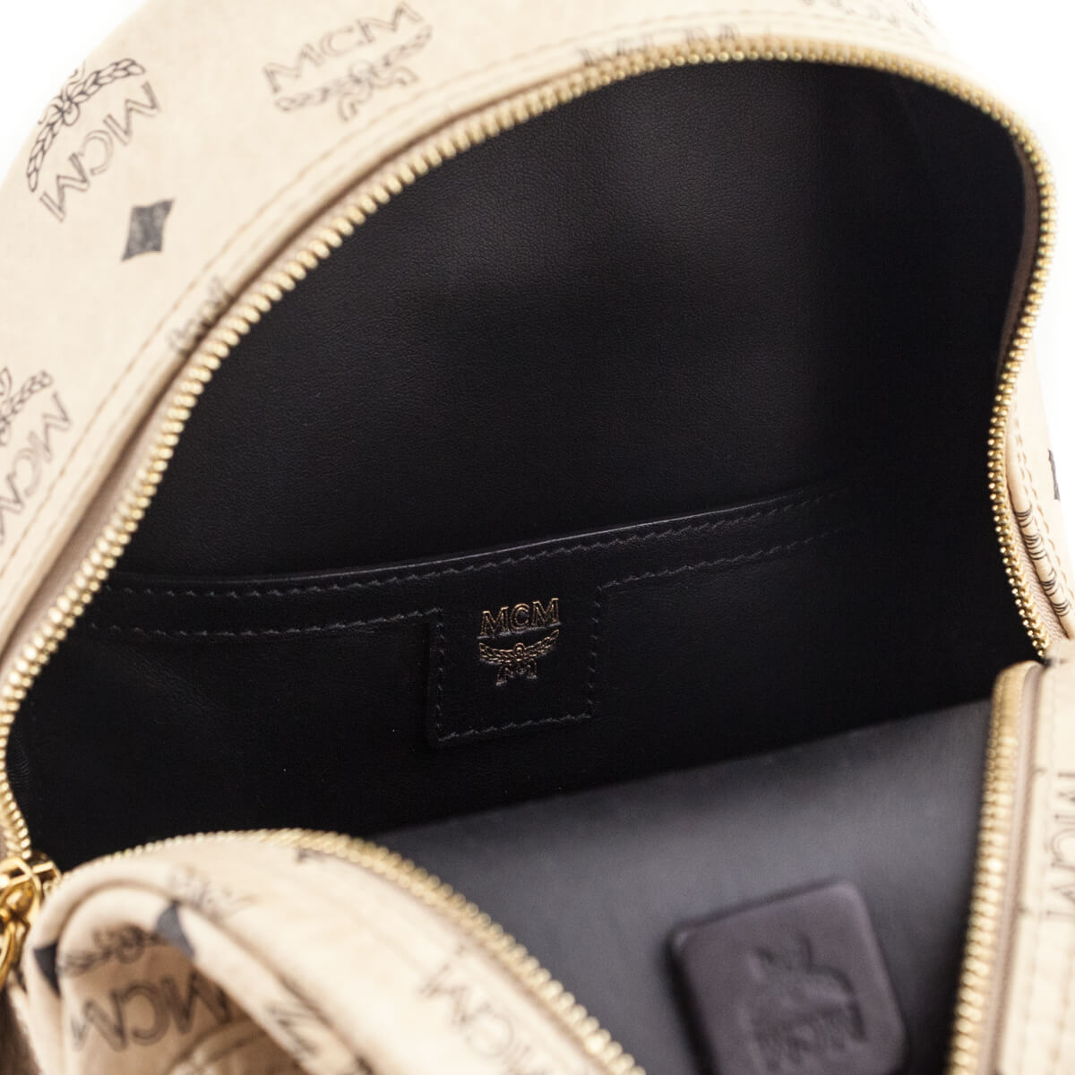 MCM Beige Visetos Side Stud Mini Stark Backpack - Love that Bag etc - Preowned Authentic Designer Handbags Preloved Fashions
