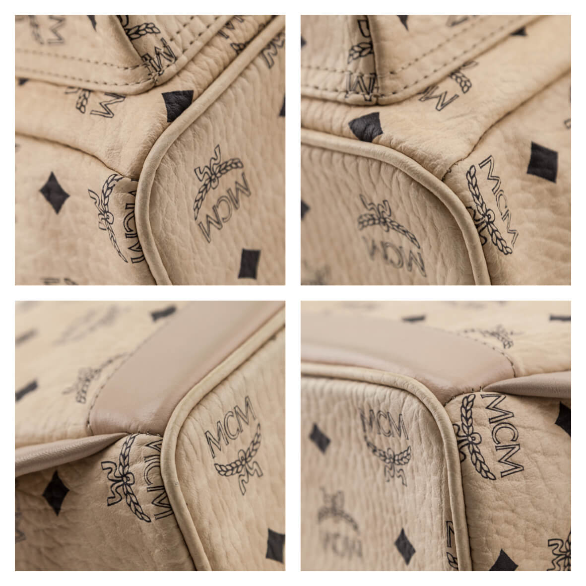 MCM Beige Visetos Side Stud Mini Stark Backpack - Love that Bag etc - Preowned Authentic Designer Handbags Preloved Fashions