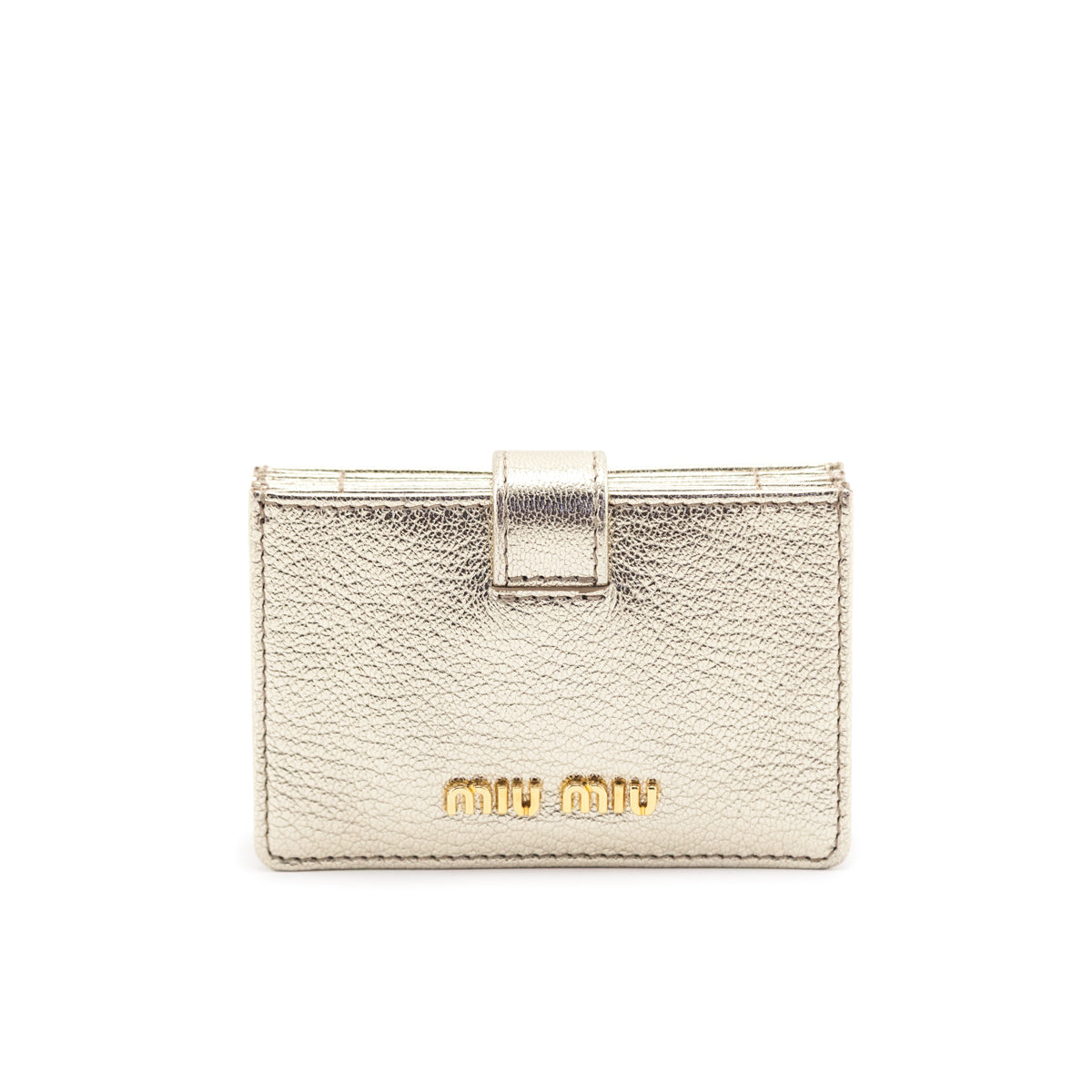 Miu Miu Gold Madras Accordion Card Holder Wallet - Love that Bag etc - Preowned Authentic Designer Handbags Preloved Fashions