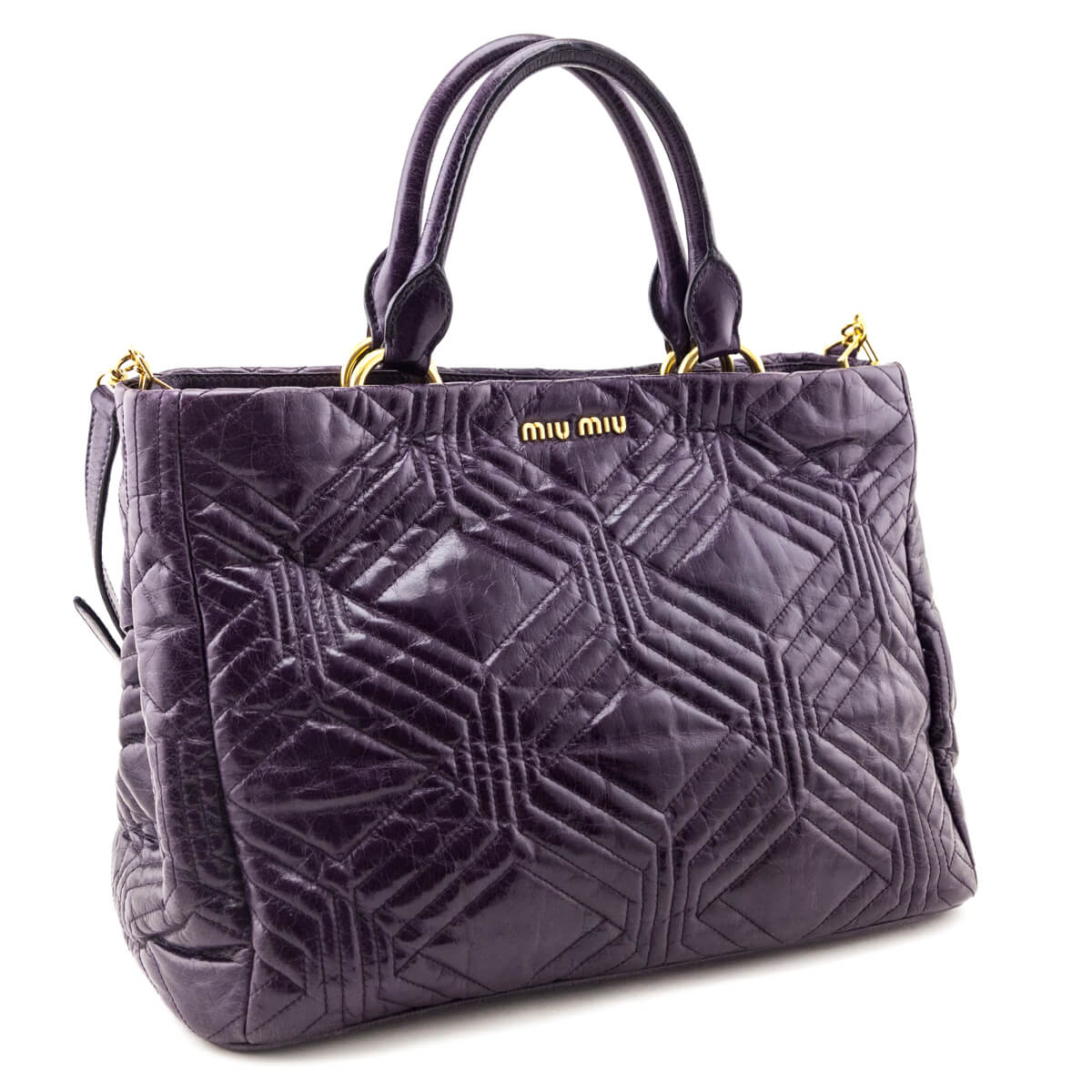 Miu Miu Purple Vitello Shine Tote - Love that Bag etc - Preowned Authentic Designer Handbags Preloved Fashions