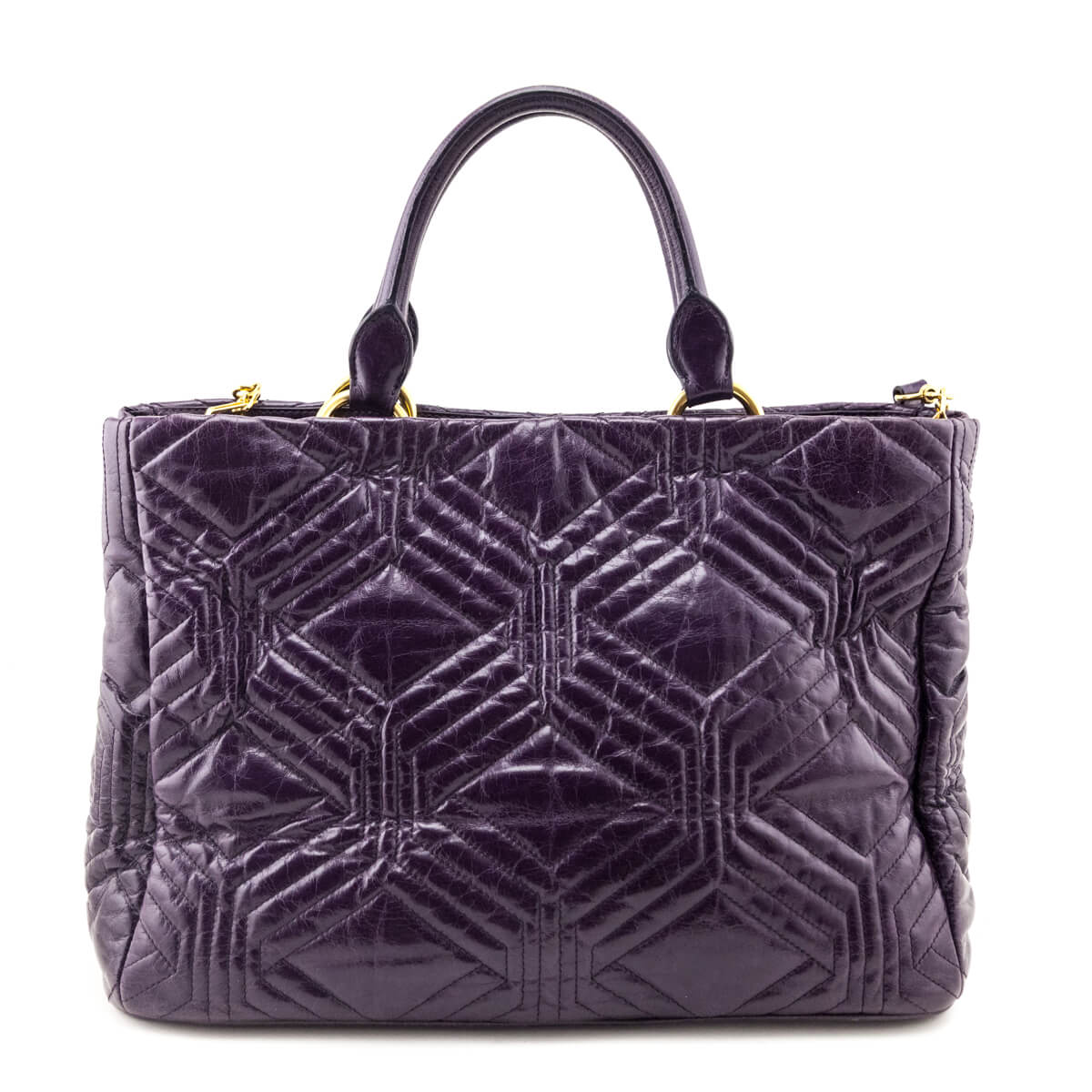 Miu Miu Purple Vitello Shine Tote - Love that Bag etc - Preowned Authentic Designer Handbags Preloved Fashions