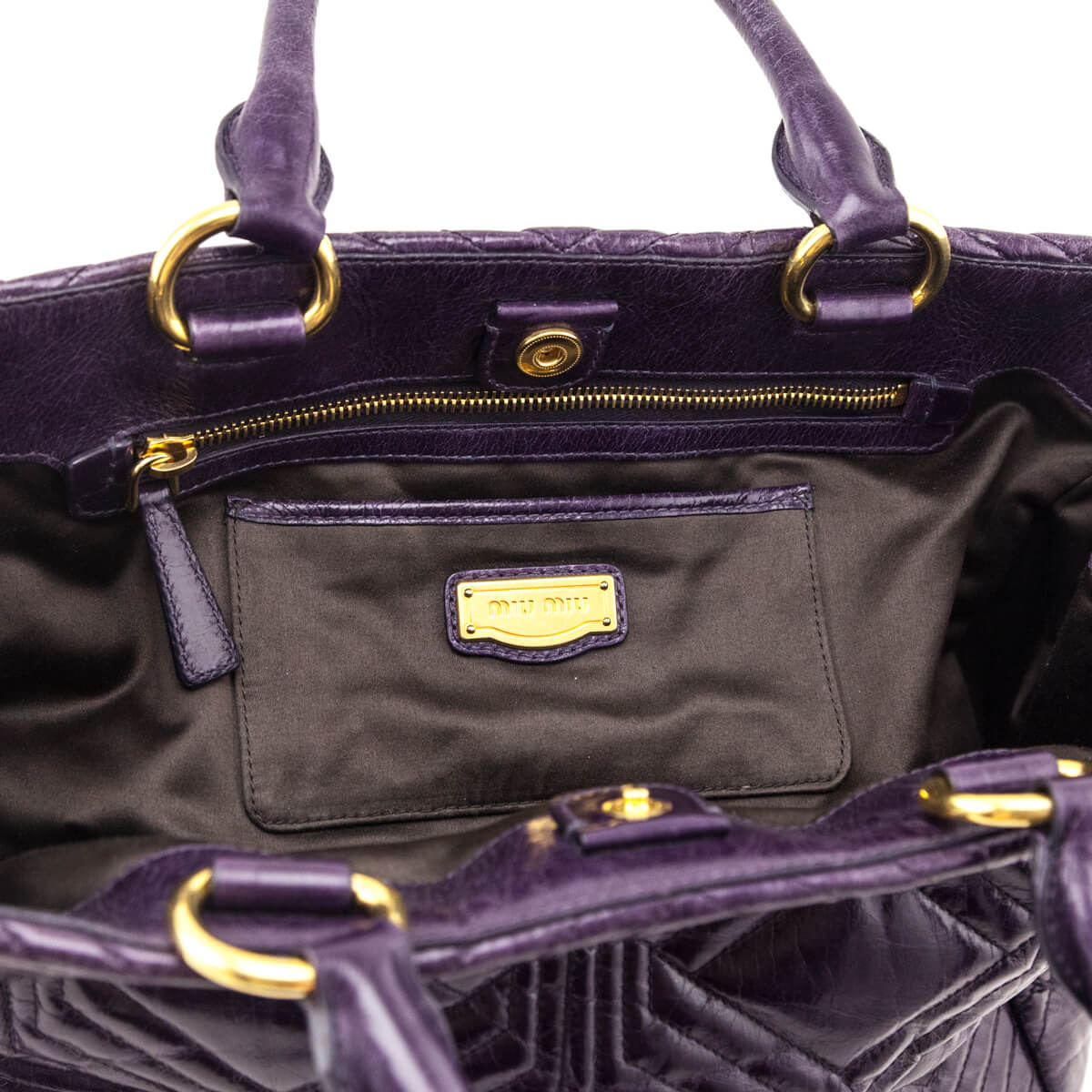Miu Miu Purple Vitello Shine Tote - Love that Bag etc - Preowned Authentic Designer Handbags Preloved Fashions