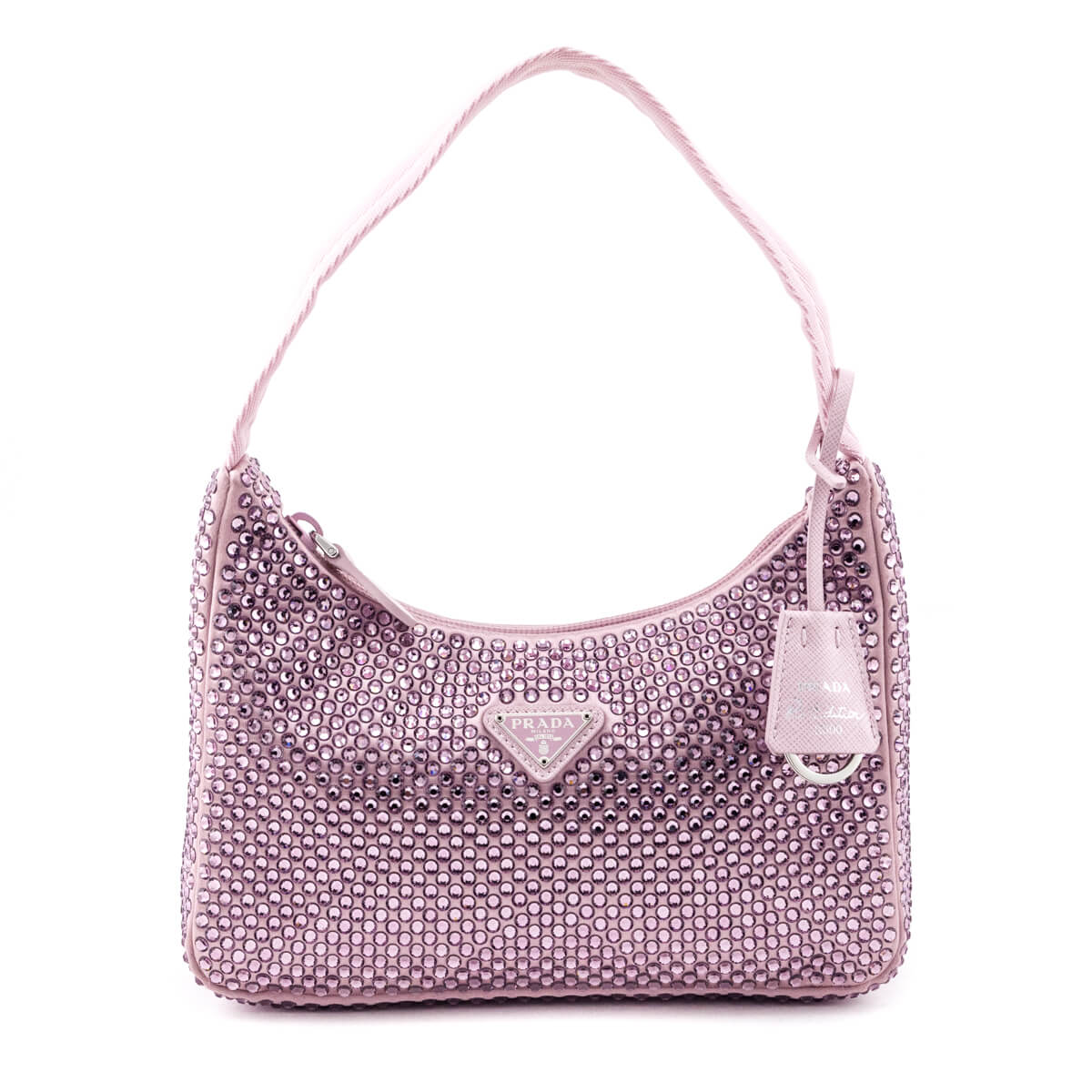 Prada Alabaster Pink Satin Crystal Mini Re-Edition 2000 - Love that Bag etc - Preowned Authentic Designer Handbags Preloved Fashions