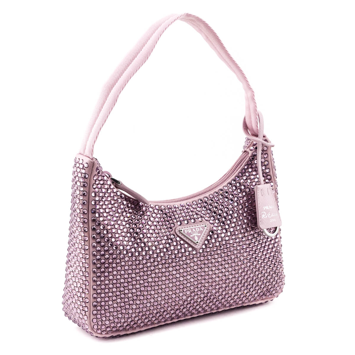 Prada Alabaster Pink Satin Crystal Mini Re-Edition 2000 - Love that Bag etc - Preowned Authentic Designer Handbags Preloved Fashions
