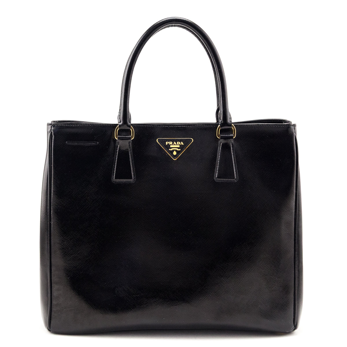 Prada Black Saffiano Vernice Large Galleria Double Zip Tote - Love that Bag etc - Preowned Authentic Designer Handbags Preloved Fashions