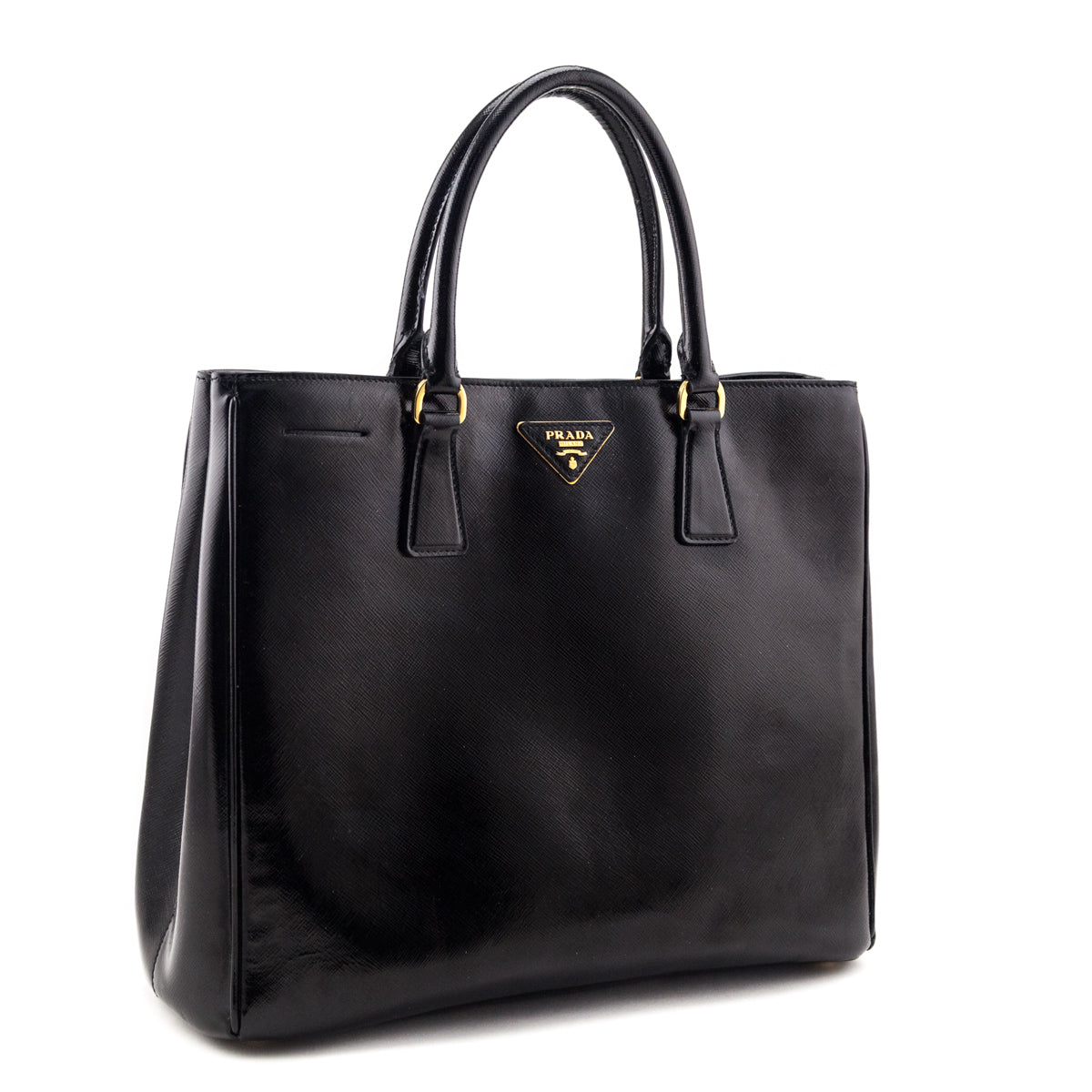 Prada Black Saffiano Vernice Large Galleria Double Zip Tote - Love that Bag etc - Preowned Authentic Designer Handbags Preloved Fashions