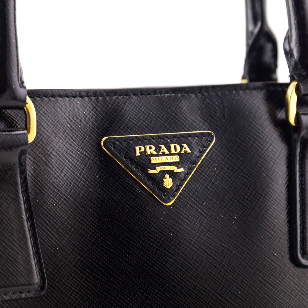 Prada Black Saffiano Vernice Large Galleria Double Zip Tote - Love that Bag etc - Preowned Authentic Designer Handbags Preloved Fashions