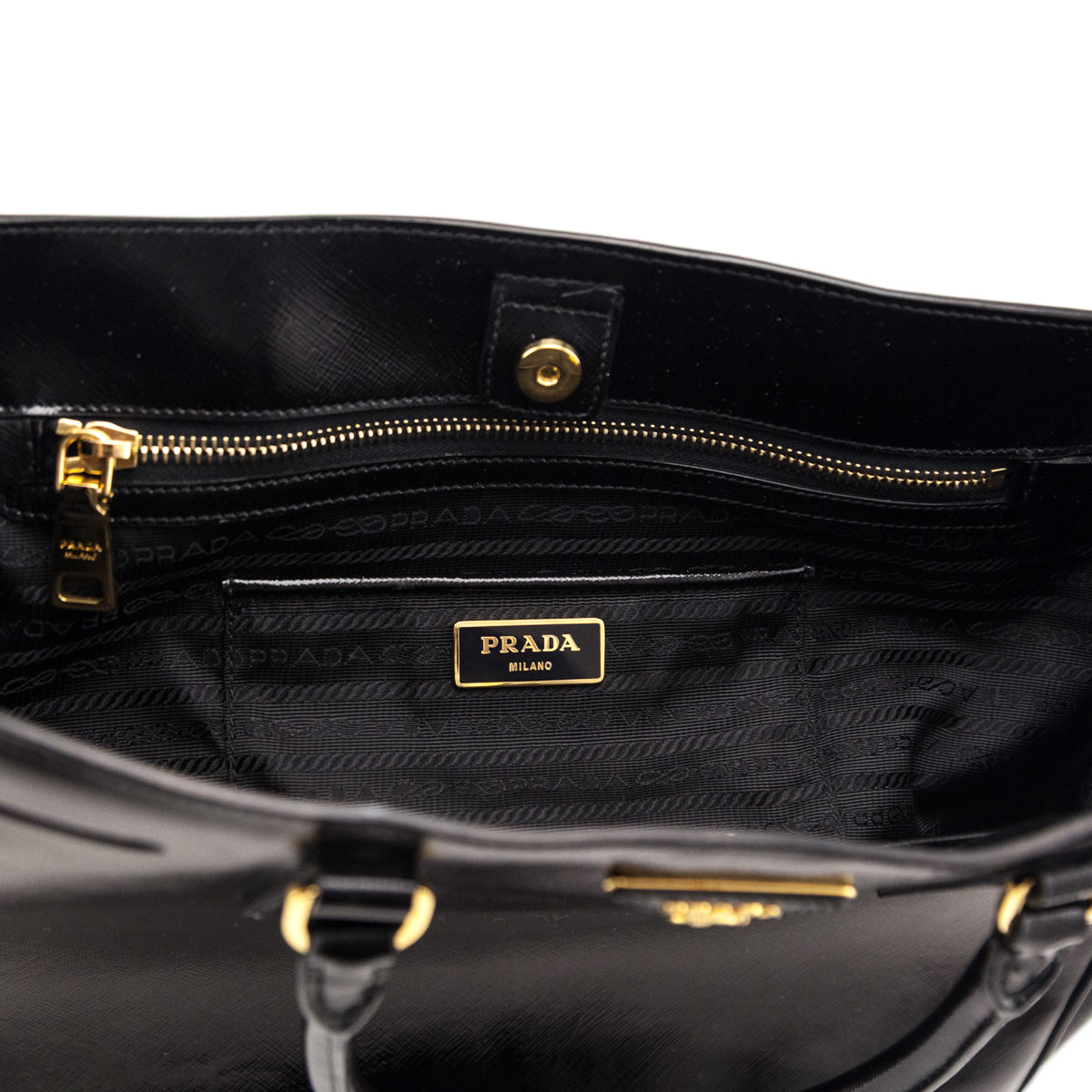 Prada Black Saffiano Vernice Large Galleria Double Zip Tote - Love that Bag etc - Preowned Authentic Designer Handbags Preloved Fashions