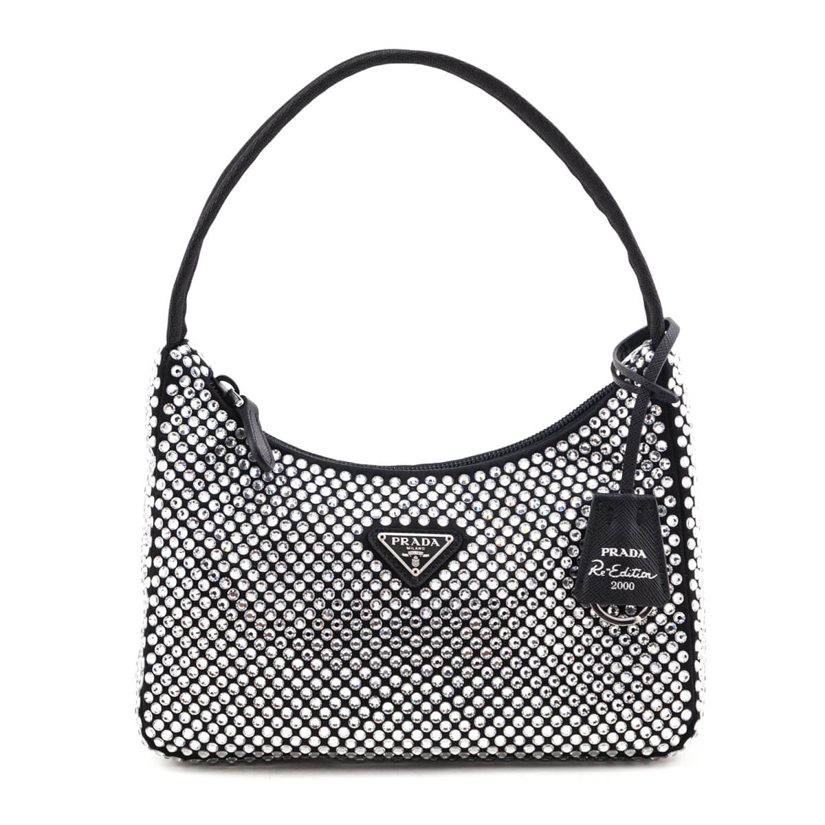 Prada Black Satin Crystal Mini Re-Edition 2000 Bag - Love that Bag etc - Preowned Authentic Designer Handbags Preloved Fashions
