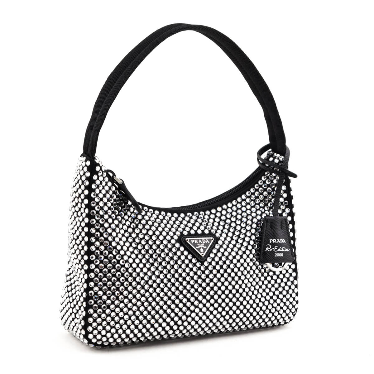 Prada Black Satin Crystal Mini Re-Edition 2000 Bag - Love that Bag etc - Preowned Authentic Designer Handbags Preloved Fashions