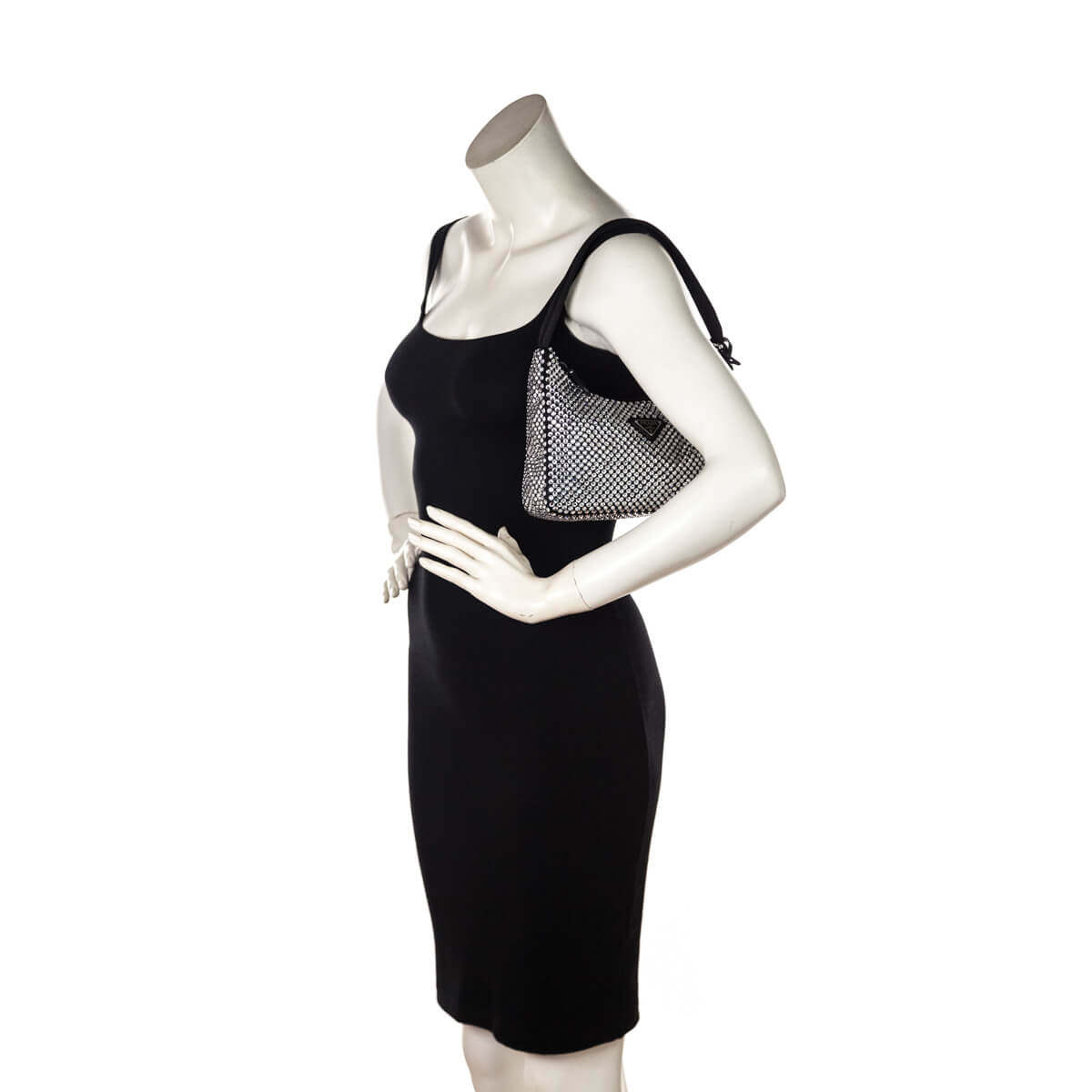 Prada Black Satin Crystal Mini Re-Edition 2000 Bag - Love that Bag etc - Preowned Authentic Designer Handbags Preloved Fashions