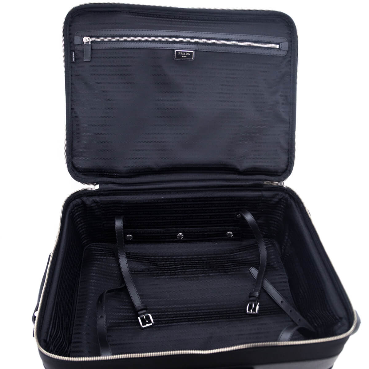 Prada Black Tessuto Nylon Saffiano Trolley Rolling Suitcase Luggage - Love that Bag etc - Preowned Authentic Designer Handbags Preloved Fashions