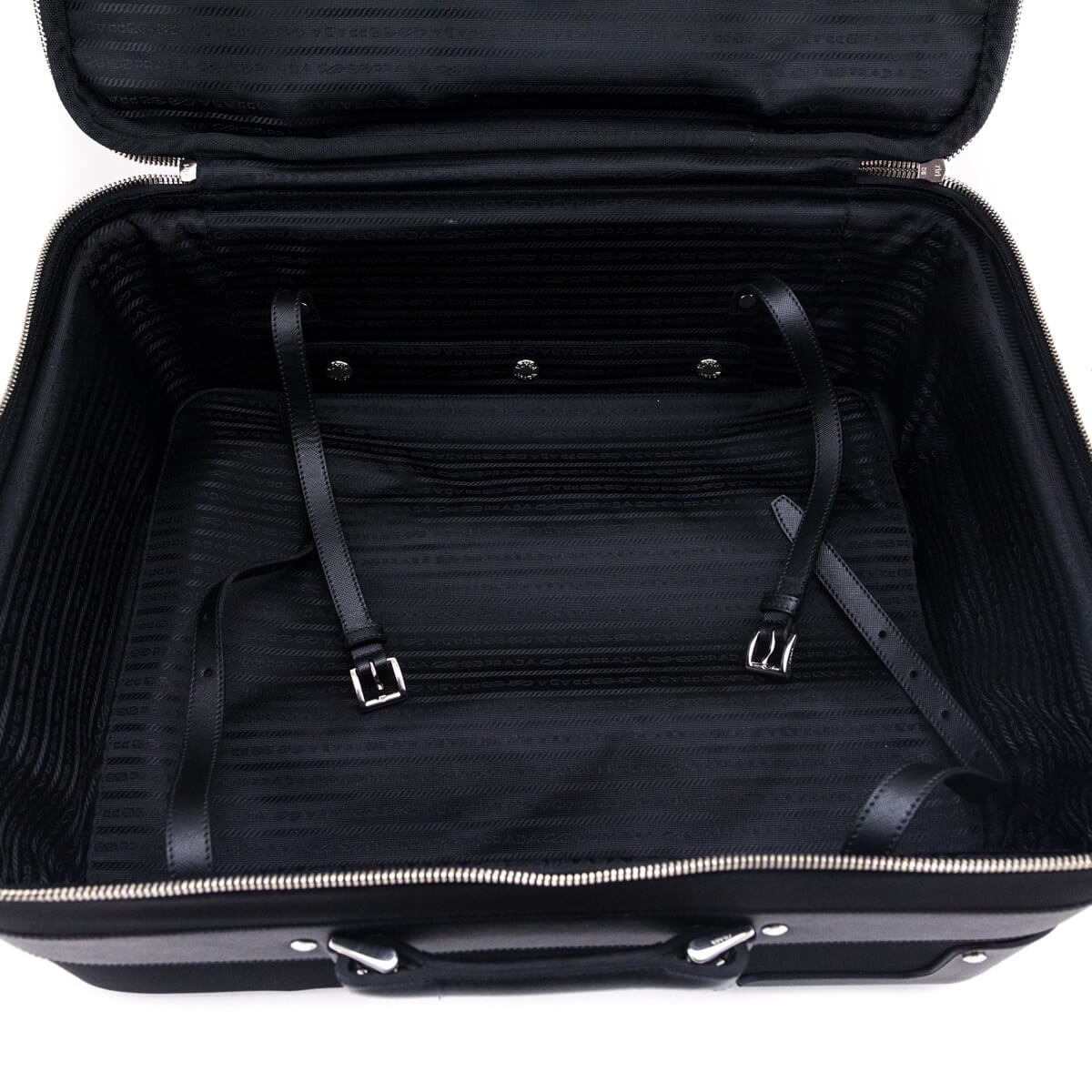 Prada Black Tessuto Nylon Saffiano Trolley Rolling Suitcase Luggage - Love that Bag etc - Preowned Authentic Designer Handbags Preloved Fashions