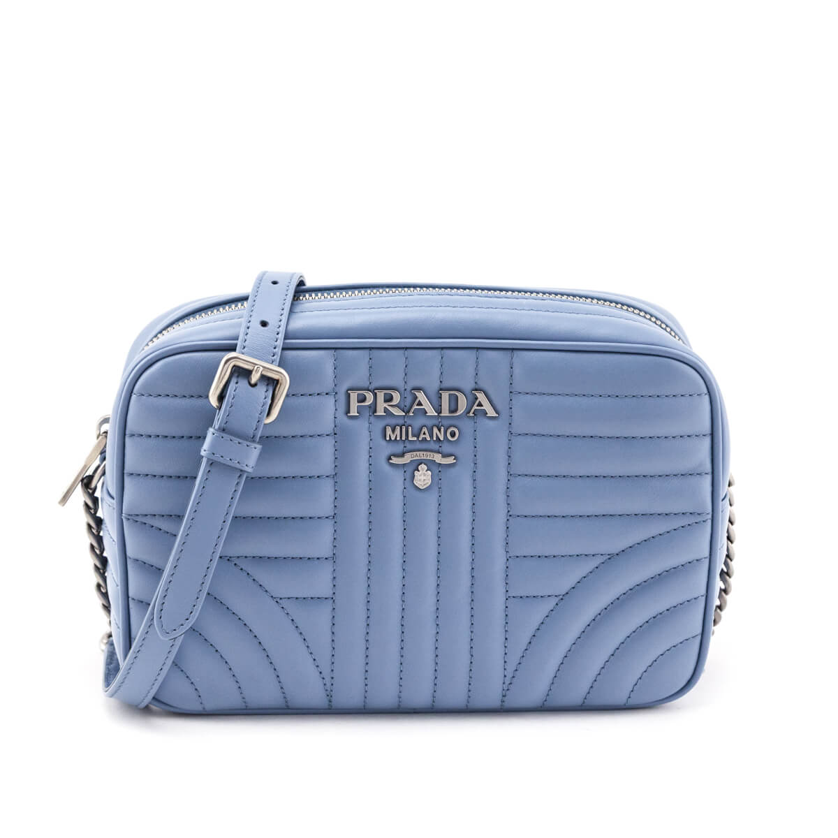 Prada Blue Astrale Soft Calfskin Diagramme Camera Bag - Love that Bag etc - Preowned Authentic Designer Handbags Preloved Fashions