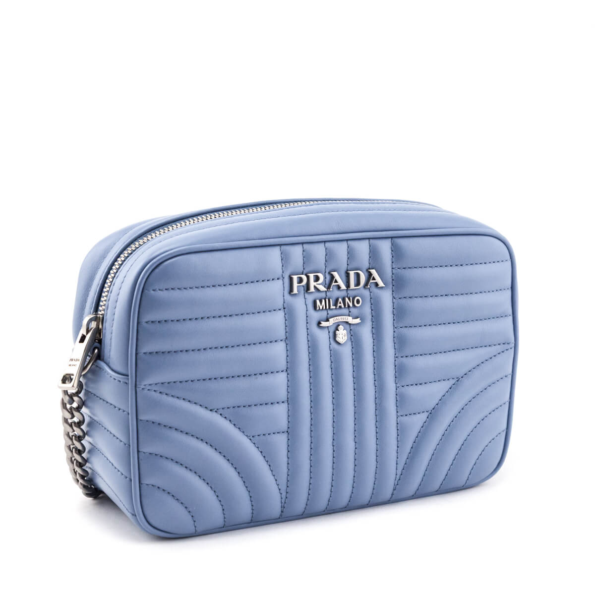 Prada Blue Astrale Soft Calfskin Diagramme Camera Bag - Love that Bag etc - Preowned Authentic Designer Handbags Preloved Fashions
