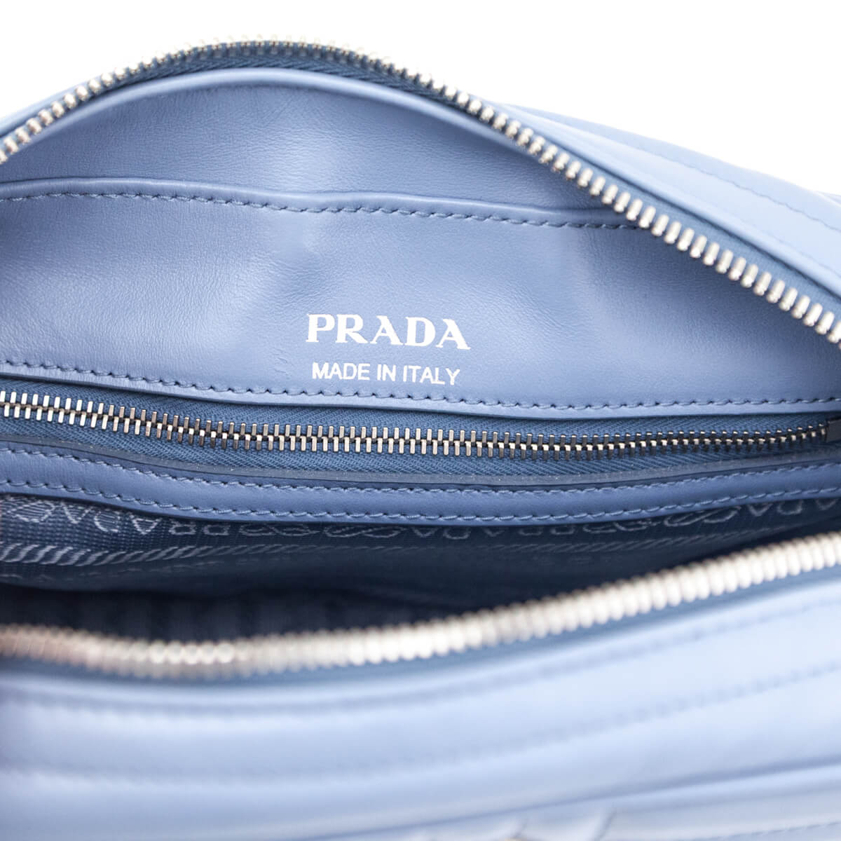 Prada Blue Astrale Soft Calfskin Diagramme Camera Bag - Love that Bag etc - Preowned Authentic Designer Handbags Preloved Fashions