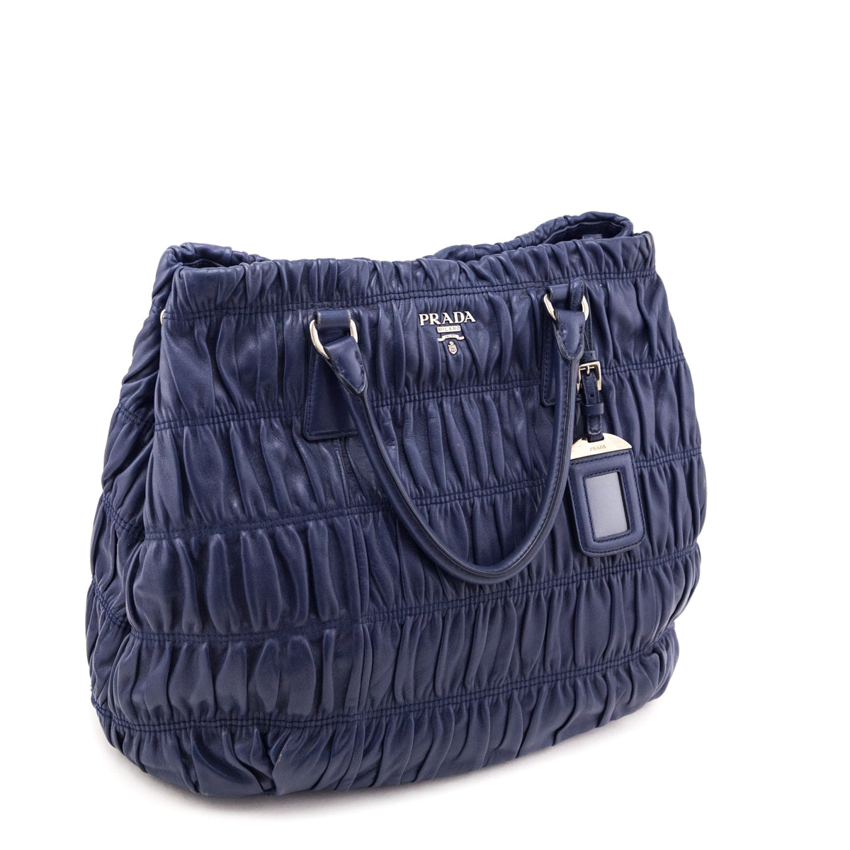 Prada Bluette Nappa Gaufre Large Convertible Tote - Love that Bag etc - Preowned Authentic Designer Handbags Preloved Fashions