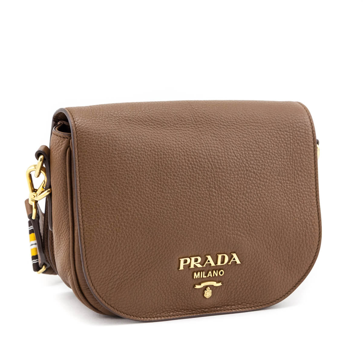 Prada Caramel Vitello Daino Saddle Bag Crossbody - Love that Bag etc - Preowned Authentic Designer Handbags Preloved Fashions