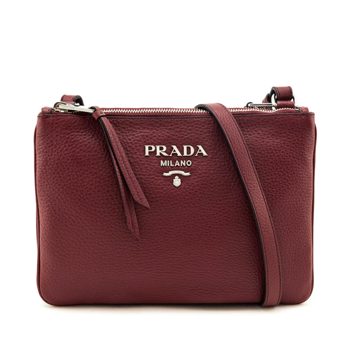 Prada Cerise Vitello Phenix Double Zip Crossbody Bag - Love that Bag etc - Preowned Authentic Designer Handbags Preloved Fashions