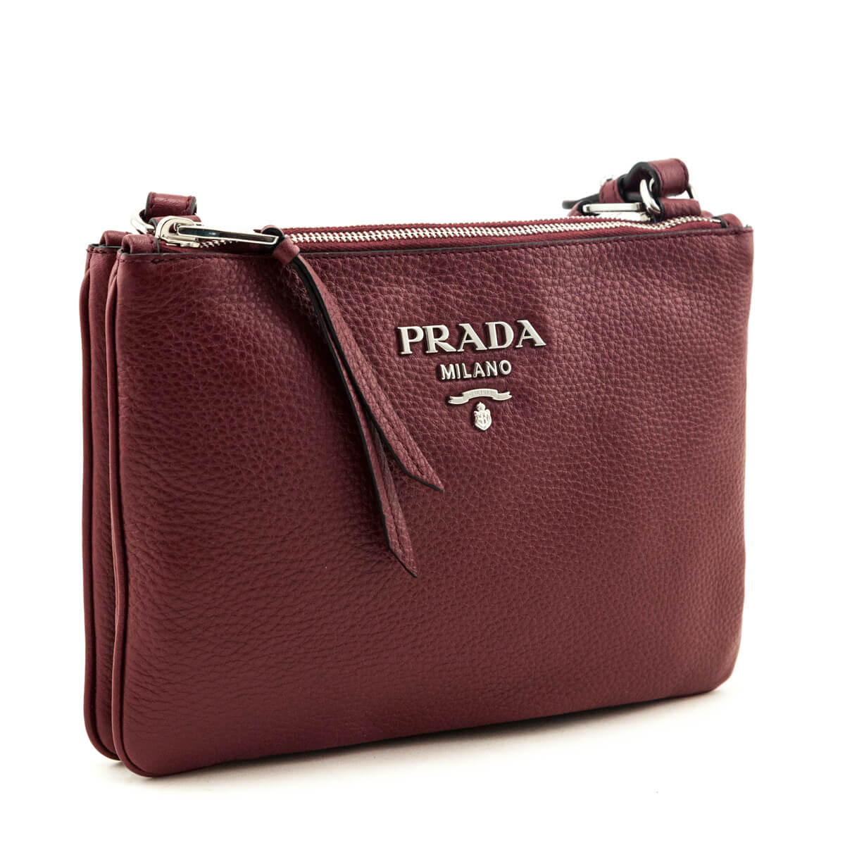 Prada Cerise Vitello Phenix Double Zip Crossbody Bag - Love that Bag etc - Preowned Authentic Designer Handbags Preloved Fashions