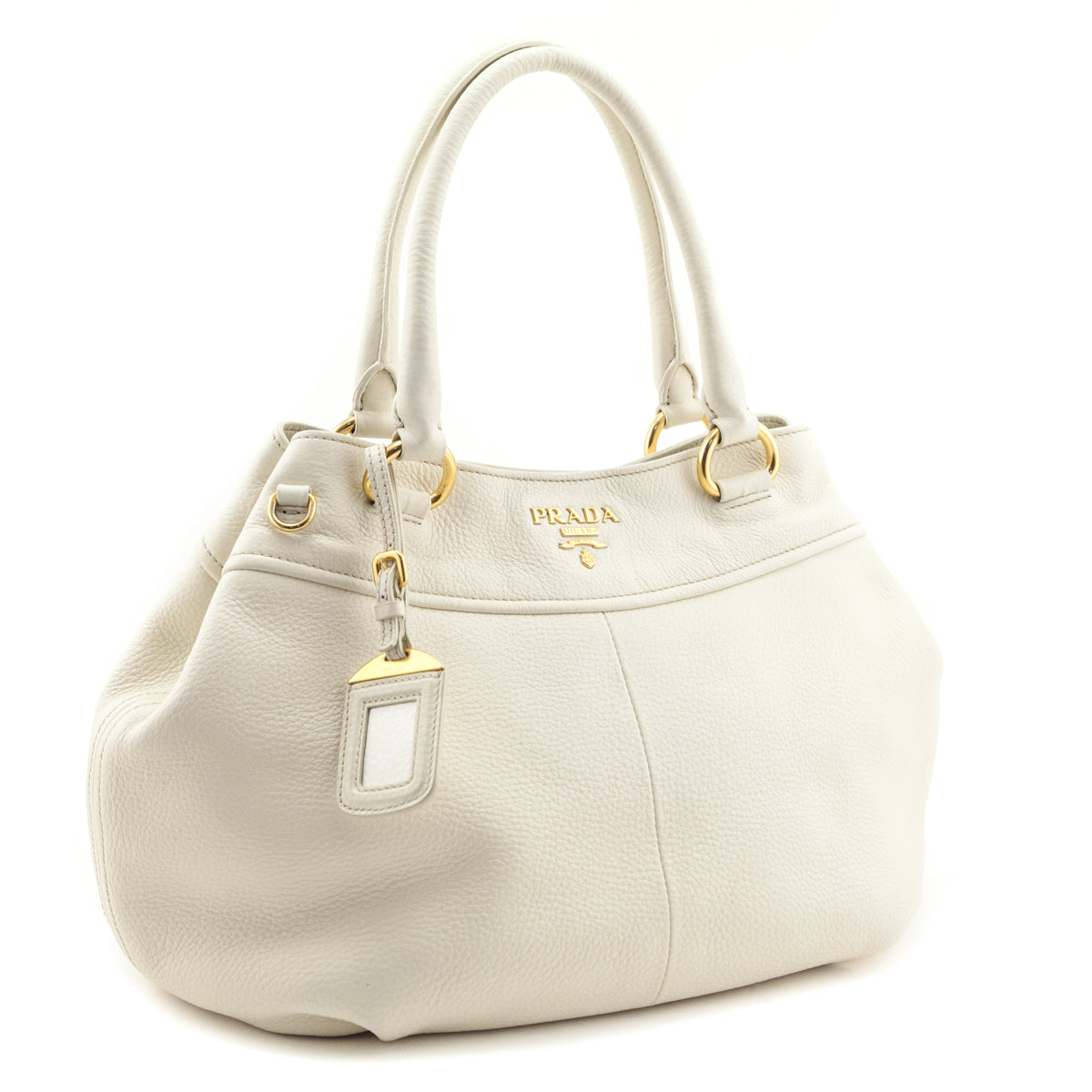 Prada Ivory Vitello Daino 2 Way Shoulder Bag - Love that Bag etc - Preowned Authentic Designer Handbags Preloved Fashions