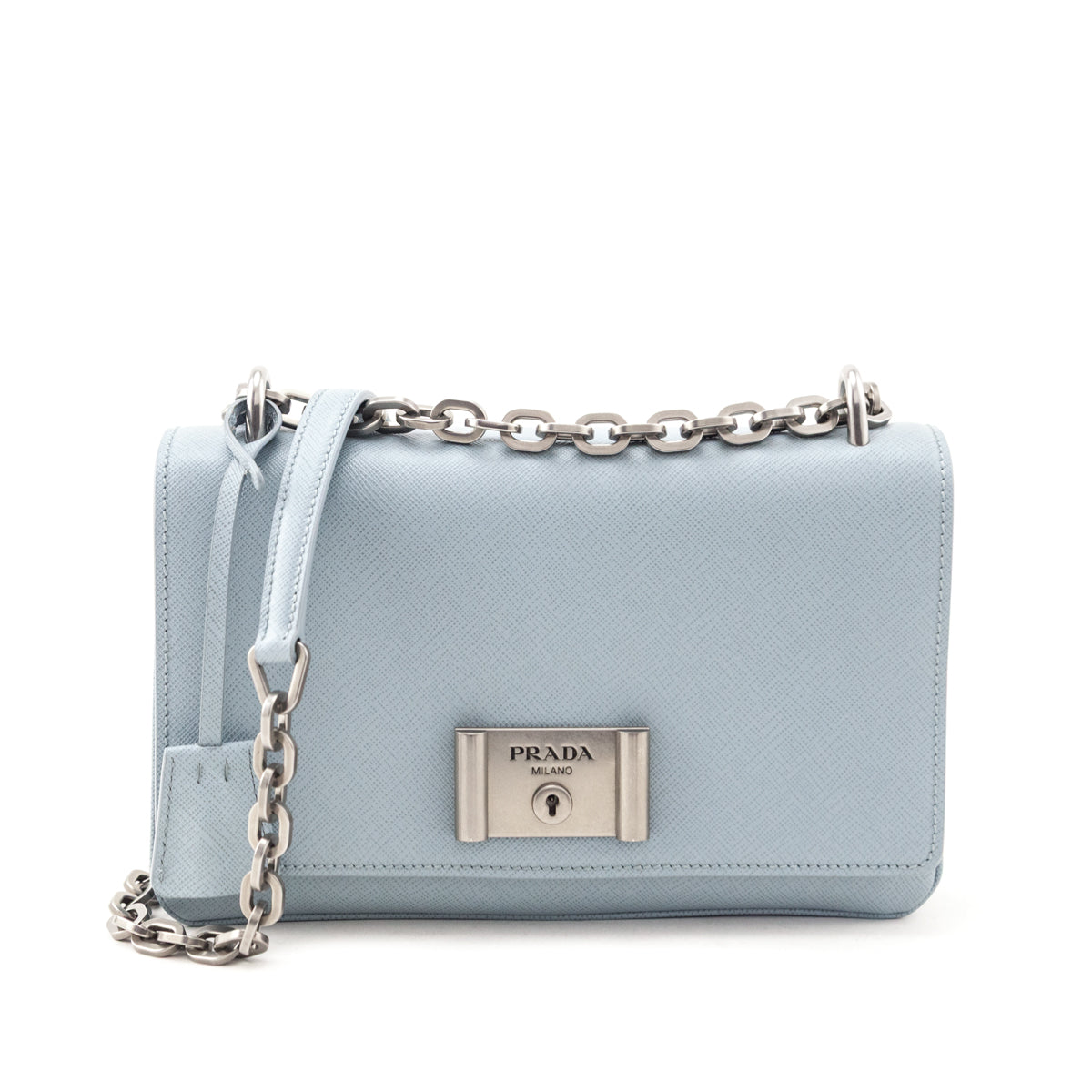 Prada Lago Saffiano Lux Metal Closure Shoulder Bag - Love that Bag etc - Preowned Authentic Designer Handbags Preloved Fashions