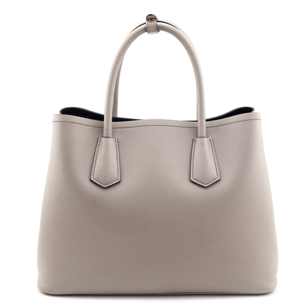 Prada Pomice Nero Saffiano Cuir Medium Double Bag - Love that Bag etc - Preowned Authentic Designer Handbags Preloved Fashions