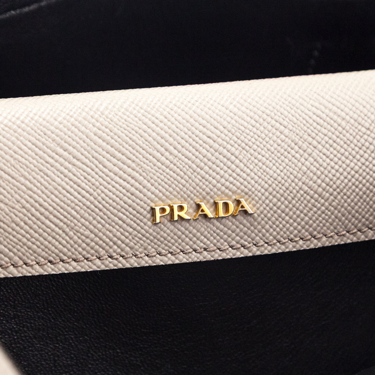 Prada Pomice Nero Saffiano Cuir Medium Double Bag - Love that Bag etc - Preowned Authentic Designer Handbags Preloved Fashions