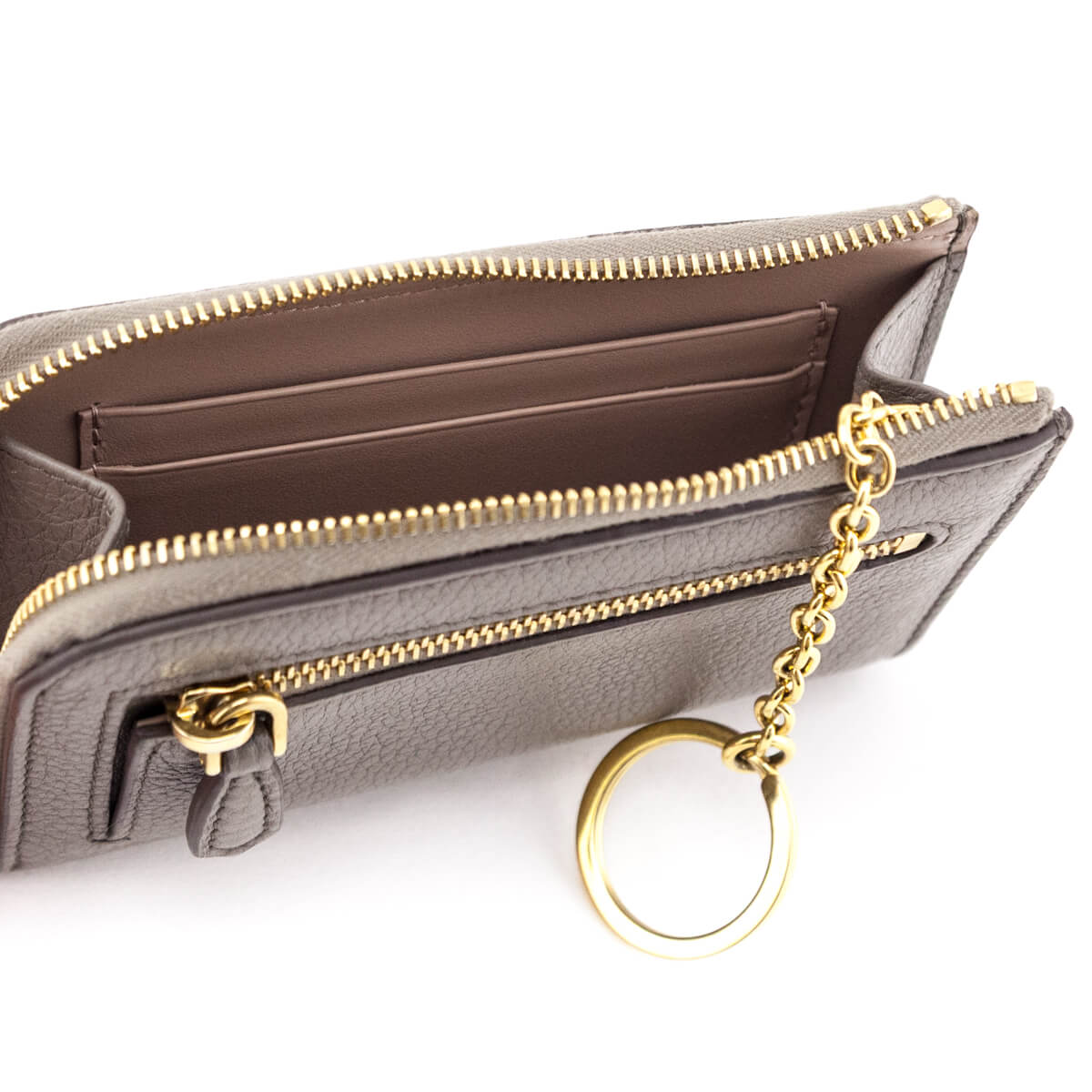 Prada Taupe Zip Around Keychain Wallet - Love that Bag etc - Preowned Authentic Designer Handbags Preloved Fashions