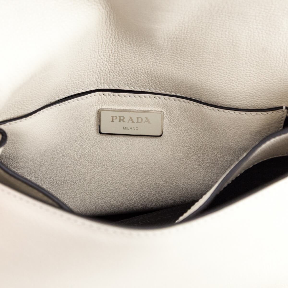 Prada White Glace Calf Logo Full Flap Crossbody Bag - Love that Bag etc - Preowned Authentic Designer Handbags Preloved Fashions
