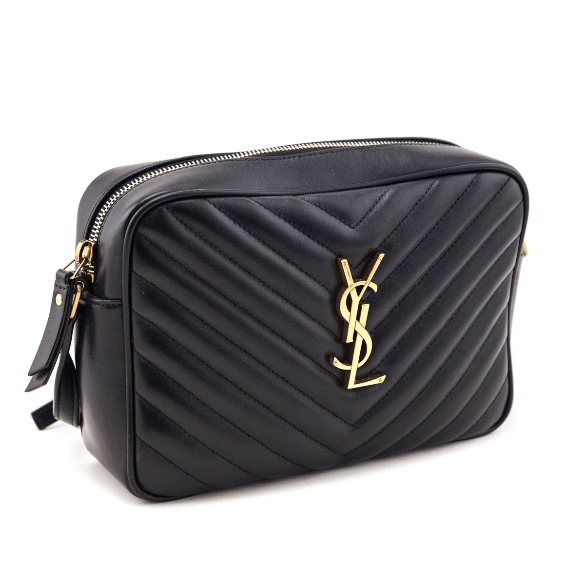 Saint Laurent Black Calfskin Matelasse Monogram Lou Camera Bag - Love that Bag etc - Preowned Authentic Designer Handbags Preloved Fashions