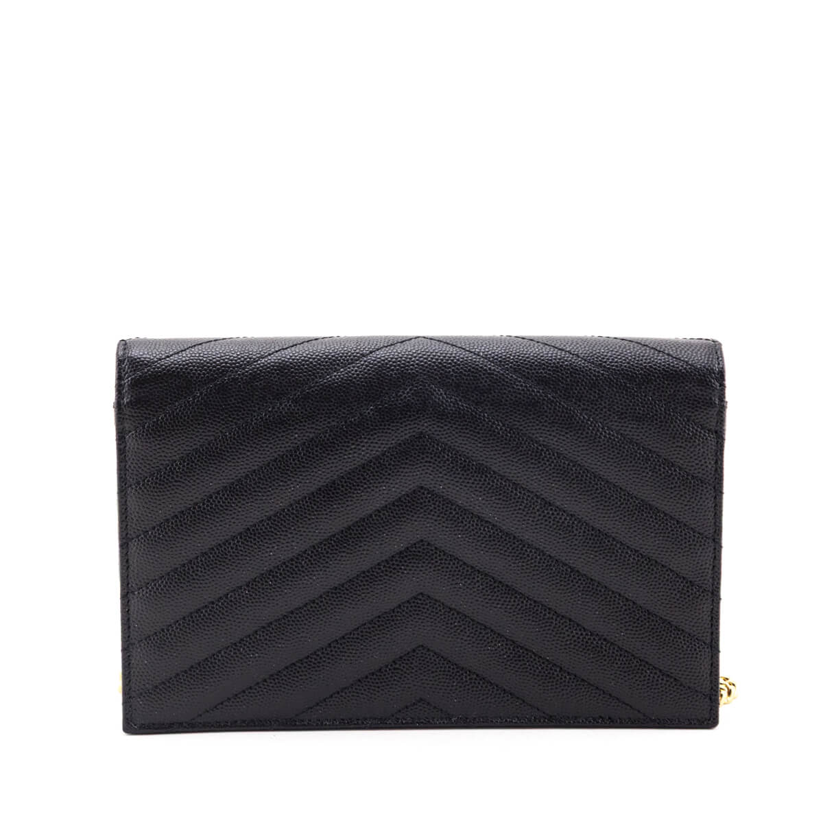 Saint Laurent Black Grain de Poudre Cassandre Chain Wallet - Love that Bag etc - Preowned Authentic Designer Handbags Preloved Fashions