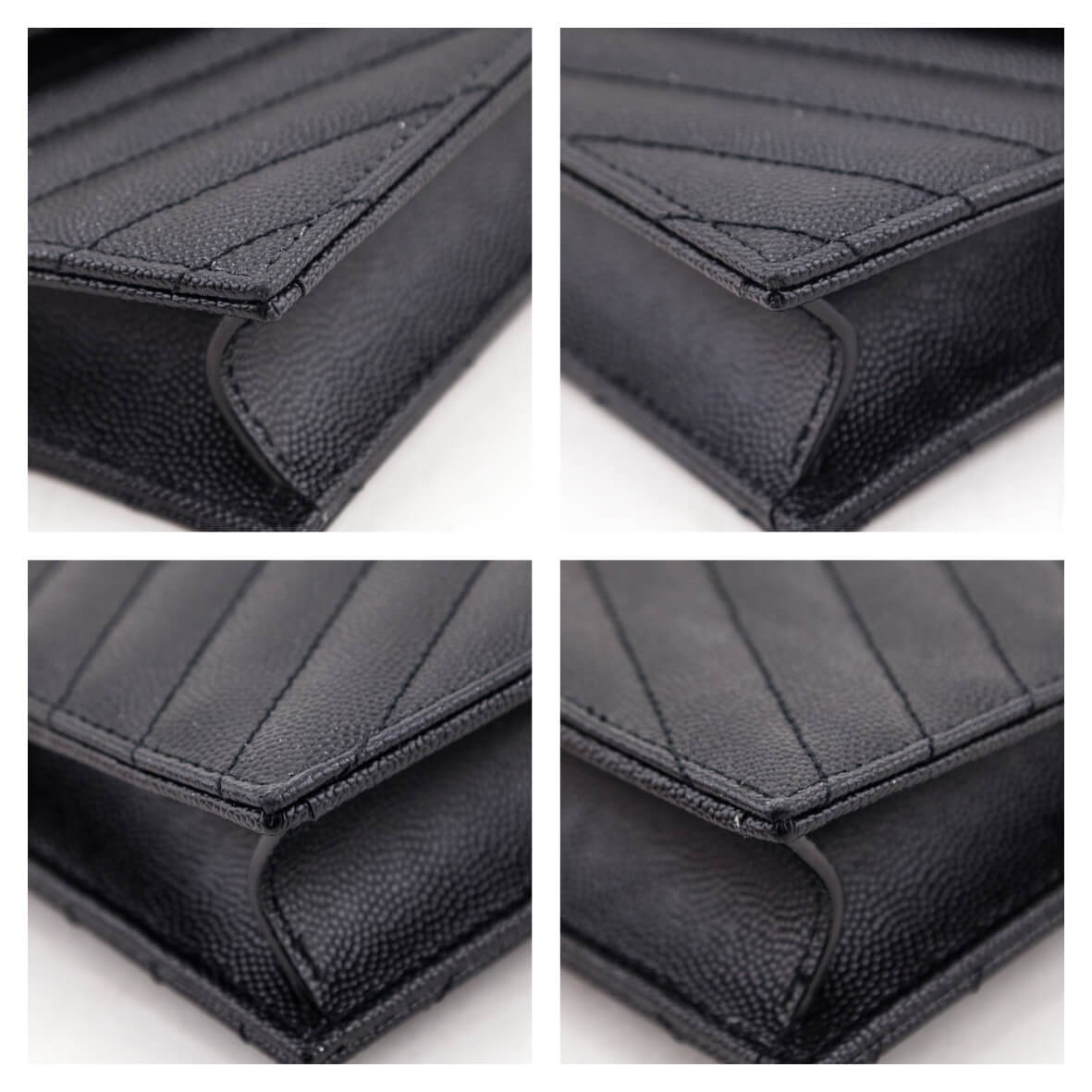 Saint Laurent Black Grain de Poudre Cassandre Chain Wallet - Love that Bag etc - Preowned Authentic Designer Handbags Preloved Fashions