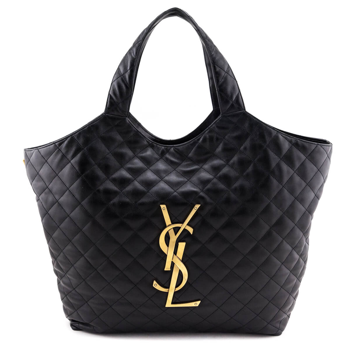 Saint Laurent Black Lambskin Quilted Maxi Icare Shopping Tote - Love that Bag etc - Preowned Authentic Designer Handbags Preloved Fashions