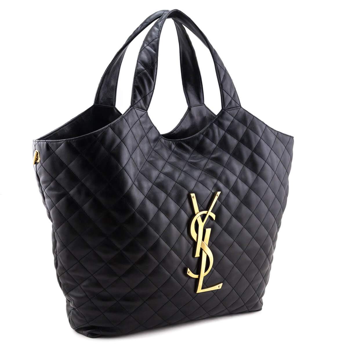Saint Laurent Black Lambskin Quilted Maxi Icare Shopping Tote - Love that Bag etc - Preowned Authentic Designer Handbags Preloved Fashions
