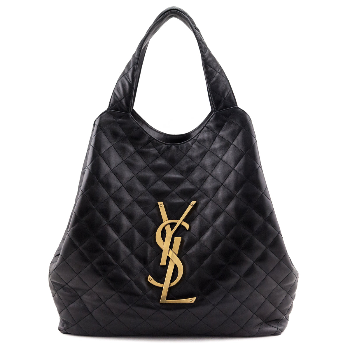 Saint Laurent Black Lambskin Quilted Maxi Icare Shopping Tote - Love that Bag etc - Preowned Authentic Designer Handbags Preloved Fashions