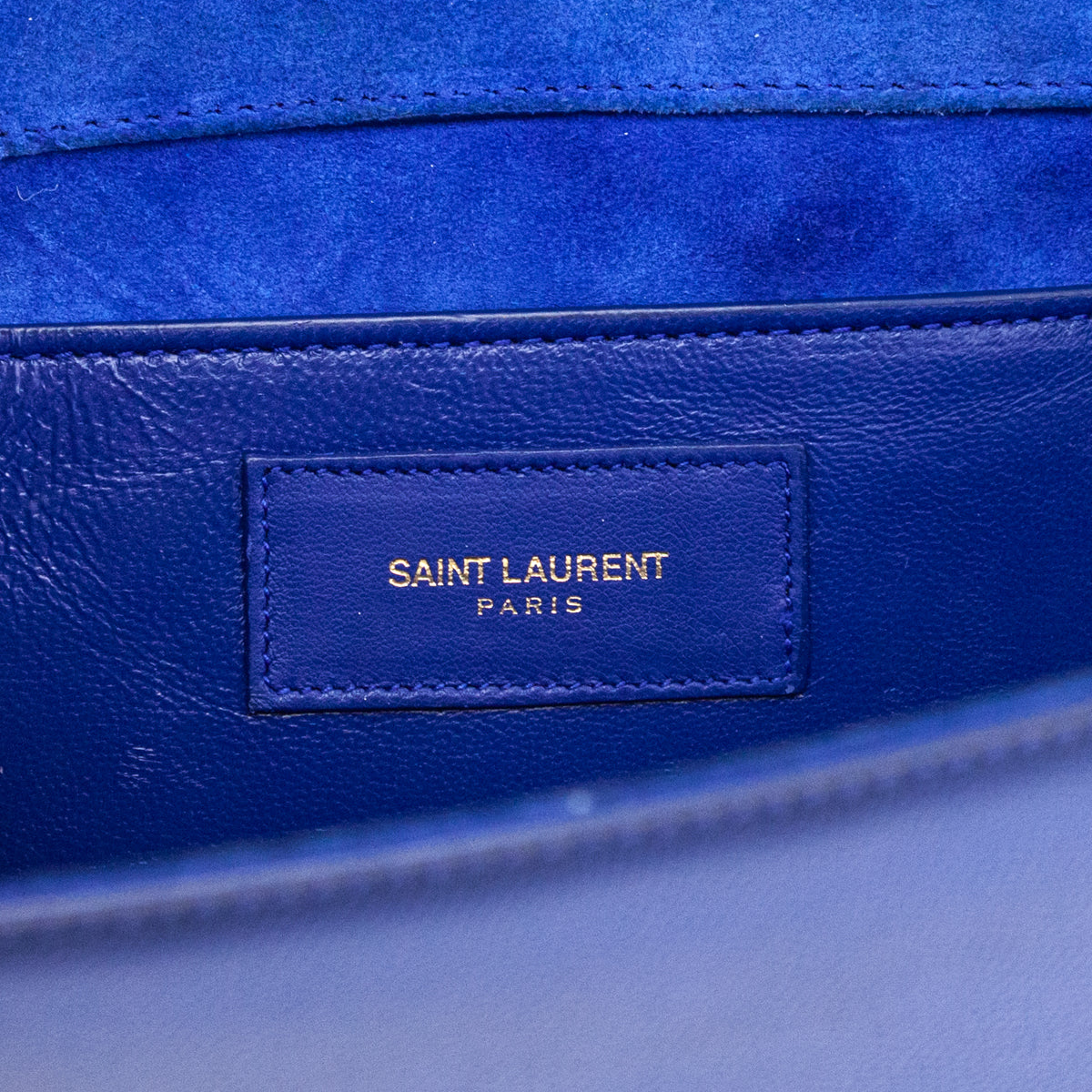 Saint Laurent Blue Majorelle Patent Grain De Poudre Classic Monogram Cassandre Clutch - Love that Bag etc - Preowned Authentic Designer Handbags Preloved Fashions