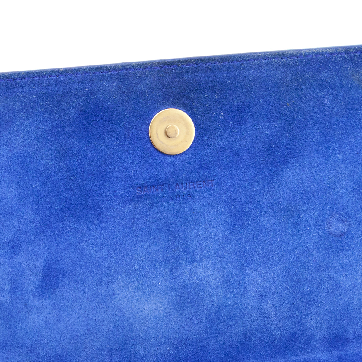 Saint Laurent Blue Majorelle Patent Grain De Poudre Classic Monogram Cassandre Clutch - Love that Bag etc - Preowned Authentic Designer Handbags Preloved Fashions