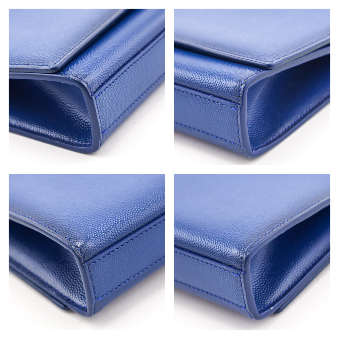 Saint Laurent Blue Majorelle Patent Grain De Poudre Classic Monogram Cassandre Clutch - Love that Bag etc - Preowned Authentic Designer Handbags Preloved Fashions