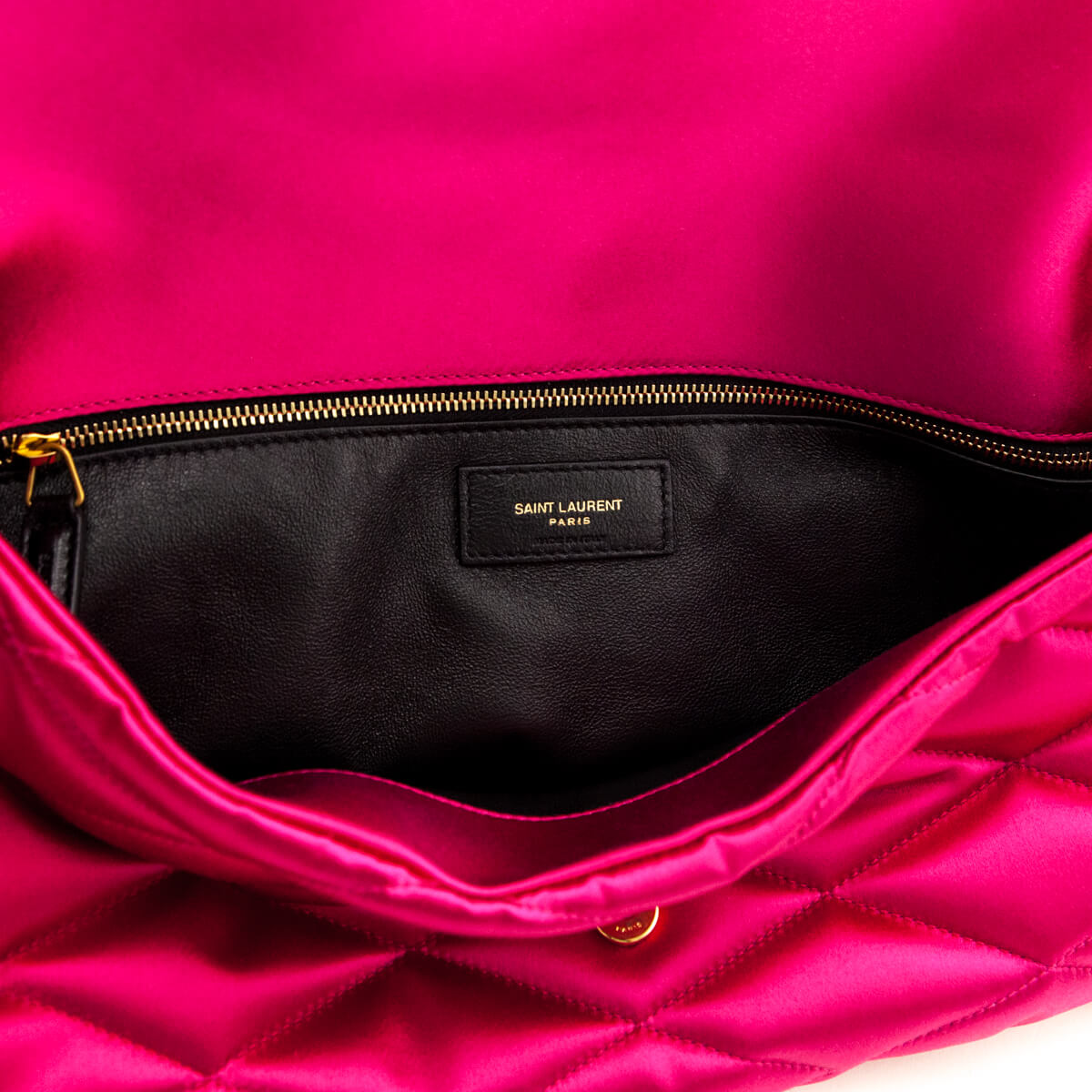 Saint Laurent Bubblegum Satin Quilted Large Sade Puffer Clutch - Love that Bag etc - Preowned Authentic Designer Handbags Preloved Fashions