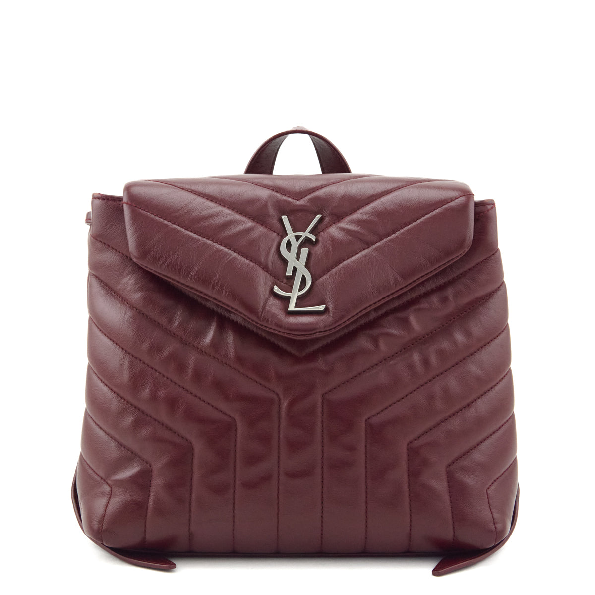 Saint Laurent Burgundy Calfskin Quilted Small Loulou Backpack - Love that Bag etc - Preowned Authentic Designer Handbags Preloved Fashions