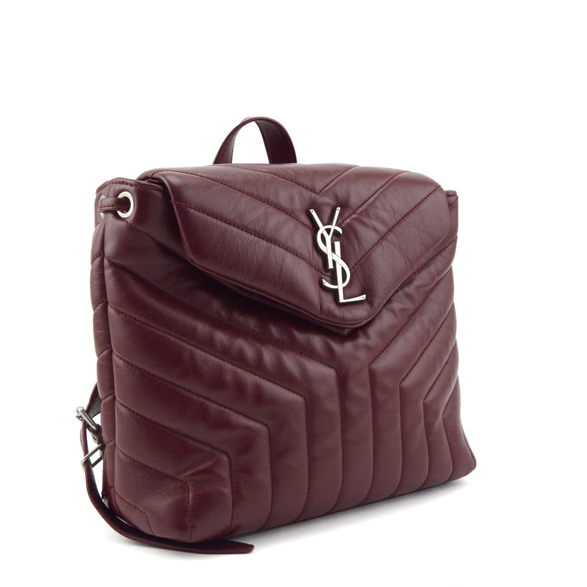 Saint Laurent Burgundy Calfskin Quilted Small Loulou Backpack - Love that Bag etc - Preowned Authentic Designer Handbags Preloved Fashions