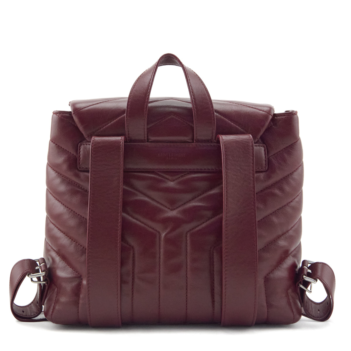 Saint Laurent Burgundy Calfskin Quilted Small Loulou Backpack - Love that Bag etc - Preowned Authentic Designer Handbags Preloved Fashions