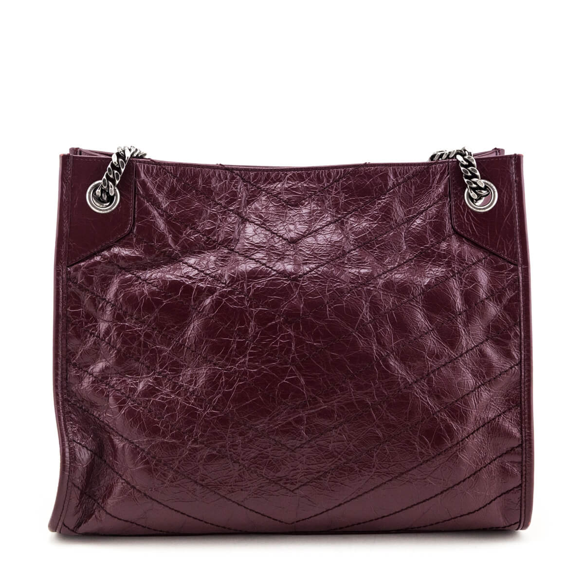 Saint Laurent Burgundy Crinkled Calfskin Matelasse Monogram Medium Niki Shopper Tote - Love that Bag etc - Preowned Authentic Designer Handbags Preloved Fashions