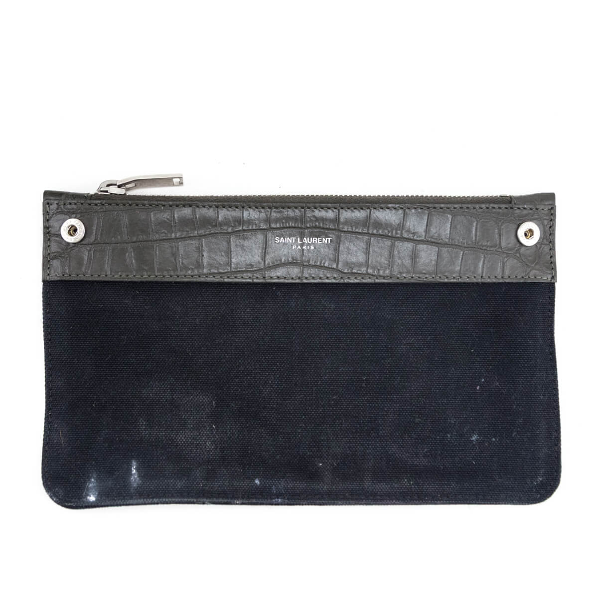 Saint Laurent Dark Green Calfskin Crocodile Embossed Small Sac de Jour - Love that Bag etc - Preowned Authentic Designer Handbags Preloved Fashions