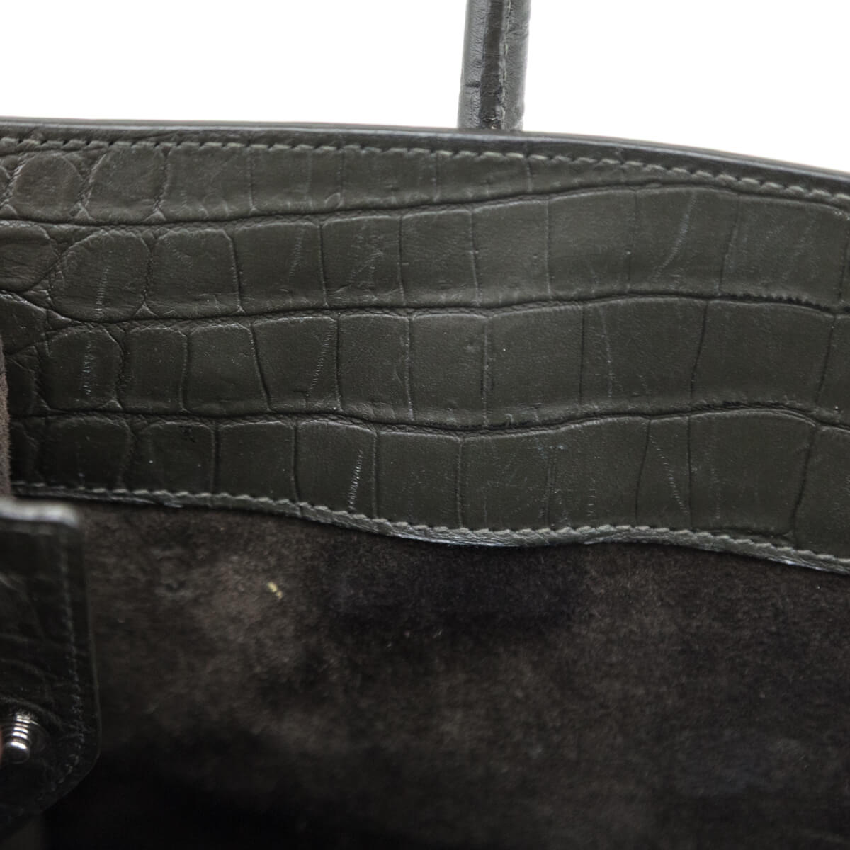 Saint Laurent Dark Green Calfskin Crocodile Embossed Small Sac de Jour - Love that Bag etc - Preowned Authentic Designer Handbags Preloved Fashions