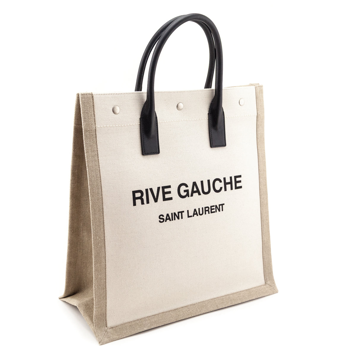 Saint Laurent Natural Linen Calfskin Rive Gauche North South Tote - Love that Bag etc - Preowned Authentic Designer Handbags Preloved Fashions