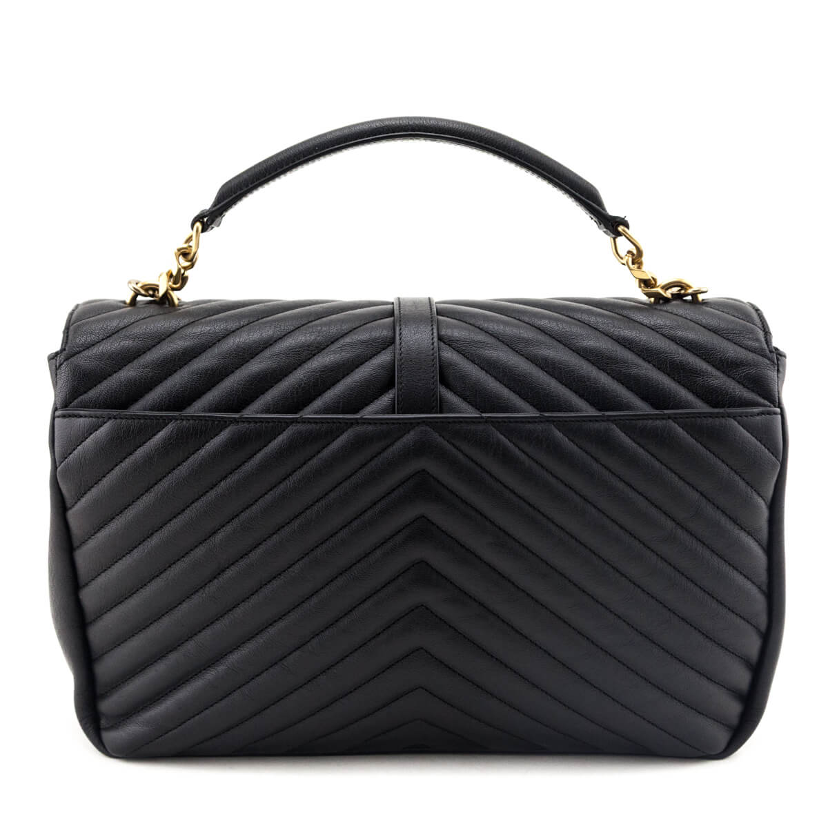 Saint Laurent Black Chevron Matelasse Sheepskin Large College Bag - Love that Bag etc - Preowned Authentic Designer Handbags Preloved Fashions